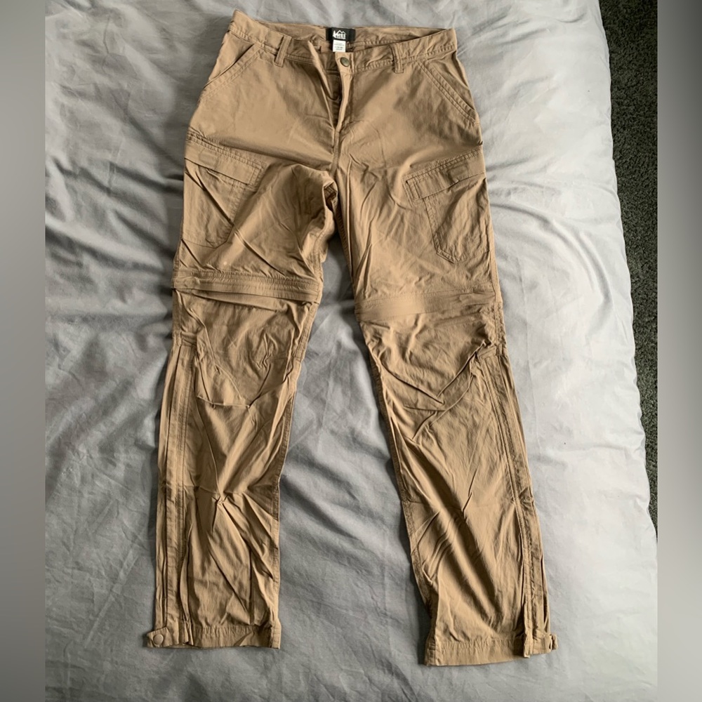 REI Pants Boys Large 14-16 Khaki Cargo  Convertible Adjustable Outdoor.